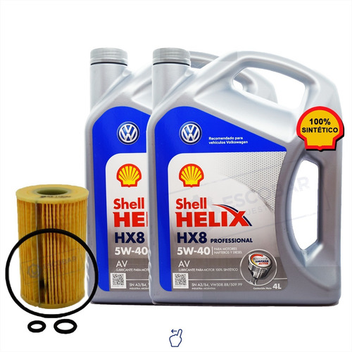 Imagen 1 de 10 de Kit Filtro Vw Amarok + Aceite Shell Hx8 5w40 8 Lt 2010/2018