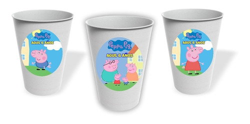 Vasos Peppa Pig Cumpleaños Personalizado Pack X10