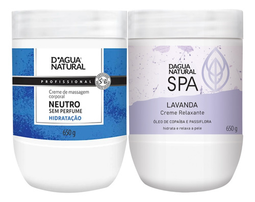  Creme Massagem Spa Lavanda E Creme Neutro 650g Dagua Natural