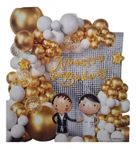 Comprar Globos Decorativos De Boda Arco Guirnalda Para Boda Novios Color Blanco con Dorado LISO \u002F BODA