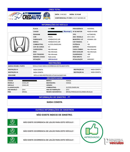 Imagem 2 de 15 de Civic Lxr 2.0 Flex Automático 2013/14 Com Central Multimídia