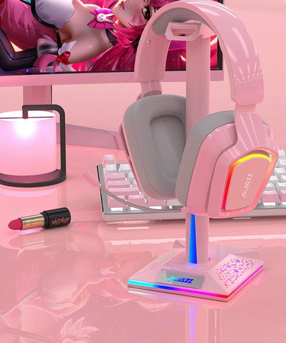 Imagen 3 de 4 de Soporte Para Audifonos Rgb - Ajazz Am200 Rosa
