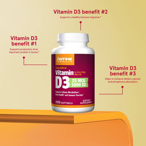 Jarrow Formulas Vitamina D3 25 Mcg 200 Cápsulas Blandas