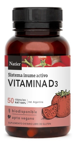Vitamina D3 X50 Capsulas Natier Apto Vegano