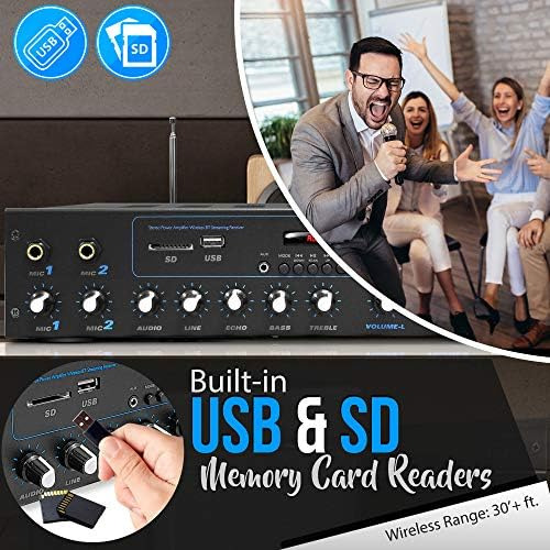 Pyle Amplificador Profesional Y Receptor Bluetooth Sistema D