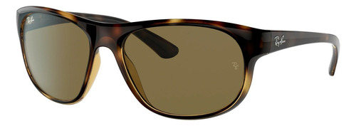 Anteojos de sol Ray-Ban RB4351 Extra large, diseño Atemporal con marco de nailon color polished havana, lente dark brown de policarbonato clásica, varilla polished havana de nailon