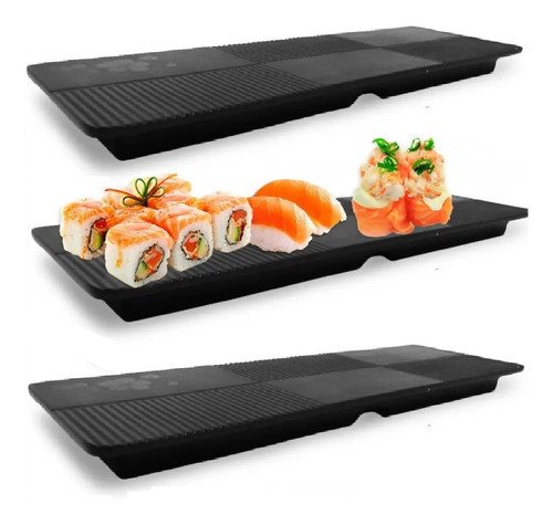 3 Travessa Retangular Malamina Oriental Sushi Sashimi