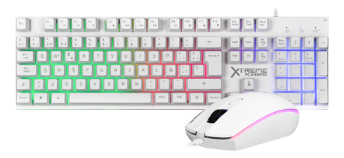 Kit Gamer 2 En 1 Xtreme Pc Battle Chief Teclado Mouse Blanco