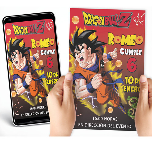 Tarjetas Invitaciones Digitales Personalizadas Dragon Ball Z