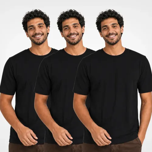 MLB 5743724816 Kit 3 Camisetas Basica Masculina Unissex Lisa 100 Algodo JM