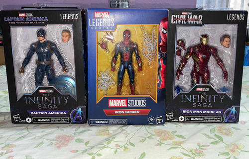 Marvel Legends, Captain América, Iron Spider,iron Man Mark46