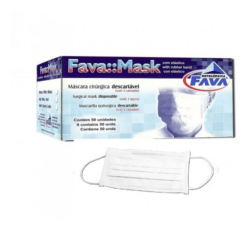 Máscara Com Elástico 100 Unidades Branco - Fava