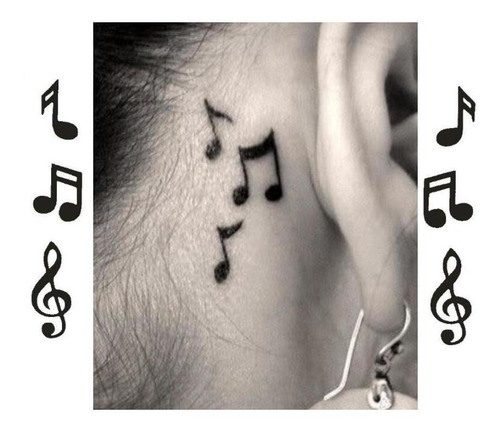 Delicado tatuaje temporal para tarjeta de notas musicales