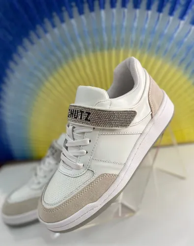 T nis Schutz Branco Strass E Velcro Couro Original Com Nfe