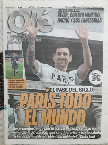 Ole 11 Agosto 2021 Messi Paris Psg / Póster Leonas - Voley 