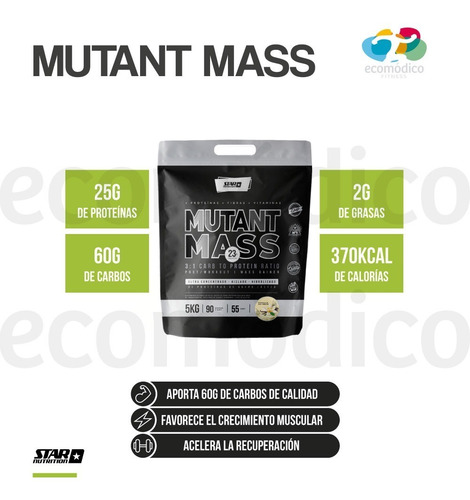 Imagen 2 de 6 de Mutant Mass 5 Kg Ganador De Masa Muscular- Star Nutrition