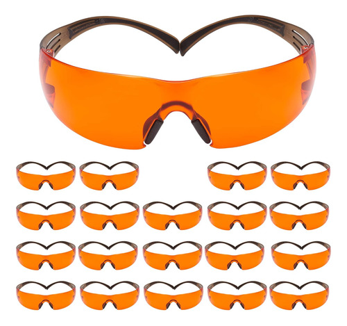 Pack De 20 Gafas De Protección, 3m 27737-case, Negro/naranja