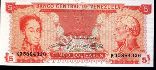 Billete De Venezuela 5 Bolivares