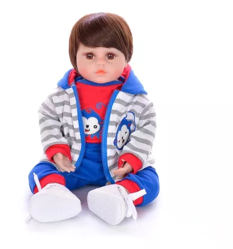 Boneca Bebê Reborn Menino Miguel Corpo de Tecido 50cm - Boneca Reborn  Original Silicone