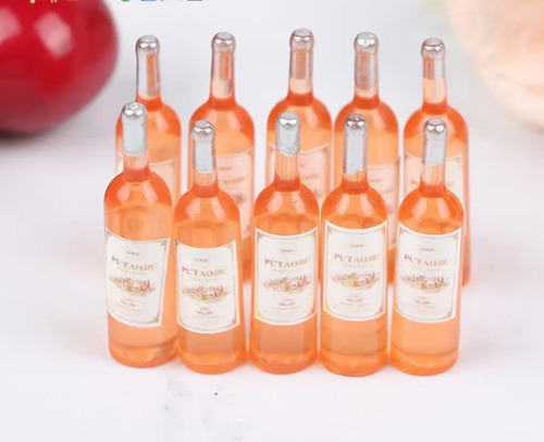 10 Mini Botellas De Vino ( Miniaturas) Casa De Muñecas