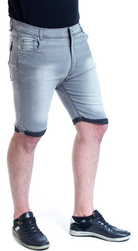 Bermuda Jean Elastizada Gris Lavado