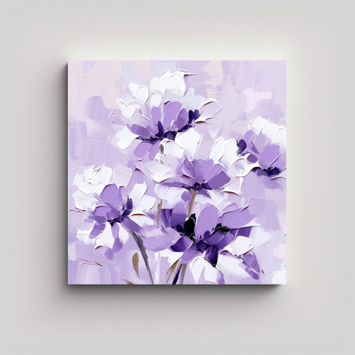 20x20cm Cuadro Decorativo Flores Moradas Y Blancas Para Dorm