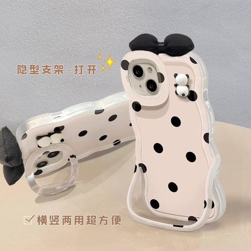 Fundas Para iPhone 3d Panda Bowknot 15 14 Pro Con Doble Soporte De 13 Pulgadas