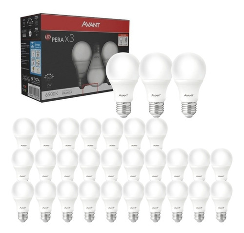 Kit 30 Lâmpada Led 7w Atacado Revenda E27 Bivolt Casa Avant Cor Da Luz Branco-frio