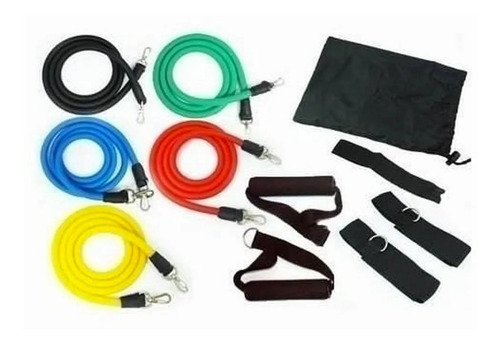 Kit Elástico Extensor 11 Itens Musculação Funcional Em Casa