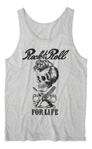 Musculosa Rock N Roll For Life Diseño Gris