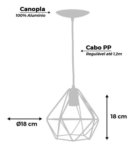 Imagem 7 de 8 de Kit 2 Pendente Aramado Diamante Para Bancada De Cozinha Top