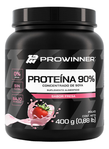 Proteina De Soya 90% (fresa 400 Gr) Prowinner Sabor Fresa