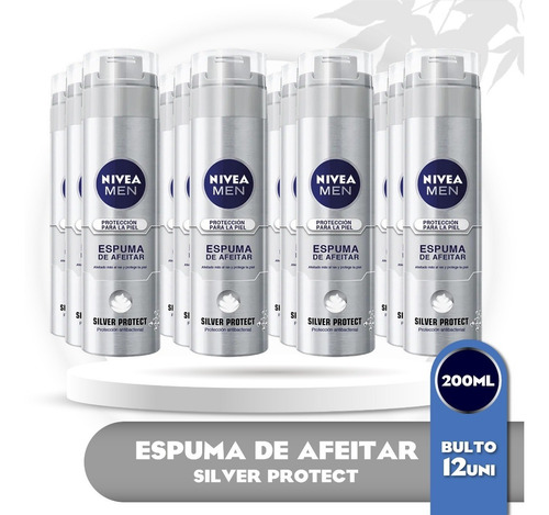 Espuma De Afeitar Nivea Caballero Silver Protect 200ml 12und