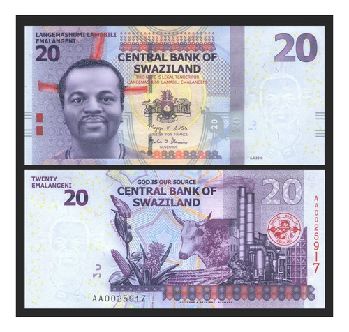 Grr-billete De Suacilandia ( Swaziland ) 20 Emalangeni 2010