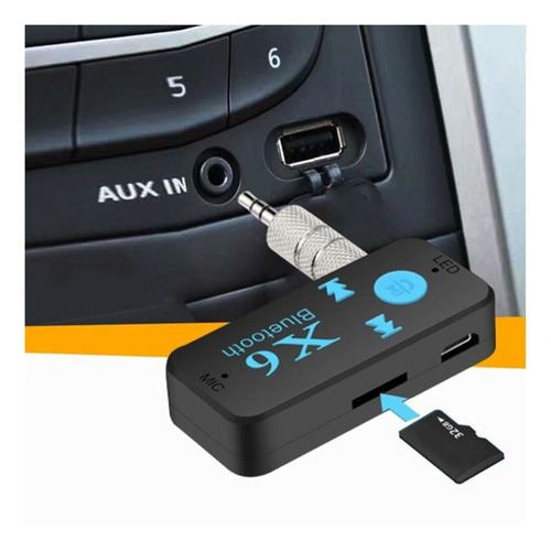Receptor De Audio Aux Bluetooth X6 Soporta Memoria Micro Sd 