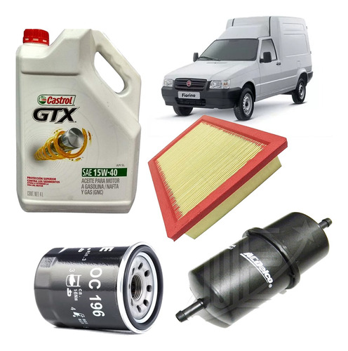 Kit 3 Filtros P/ Fiat Fiorino Fire 1.3 Castrol Gtx 15w40 4lt