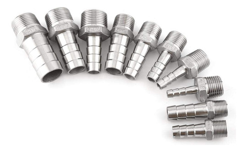 Conector Espiga 3/8'' Rosca Macho 1/4'' Acero Inoxidable