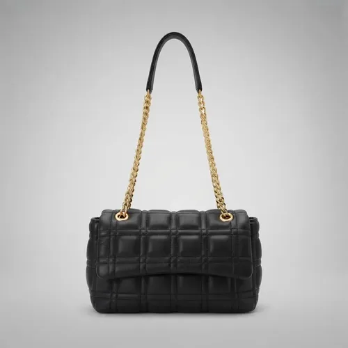 Bolsa Shoulder Bag Colcci Feminina Poliuretano 090.01.12196 Preto Liso Ouro Dourado