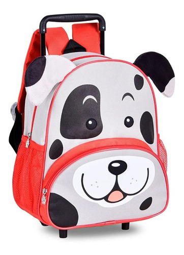 Mochila Rodinhas Infantil Escolar 15  Cachorro Cinza - Clio