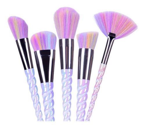 Imagen 2 de 4 de Set 10 Brochas Y Pinceles Maquillaje Unicornio Cosmético