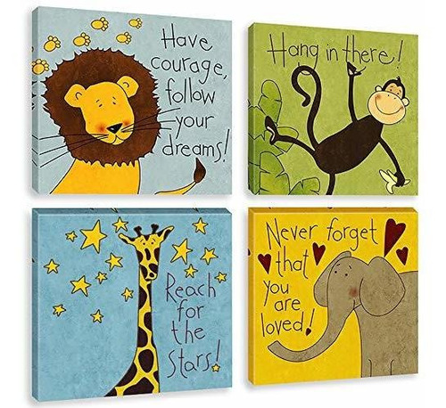 Biufo Safari Animals Wall Art Canvas Pinturas Citas Positiva