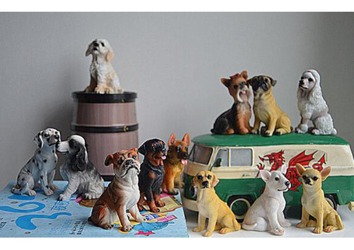 12 X Mini Figuritas De Perro Artesanías De Resina Estatuas