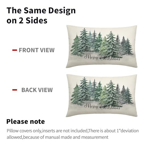 Juego De 2 Fundas De Almohada Lumbar 30 X 50 Cm Árbol Navida