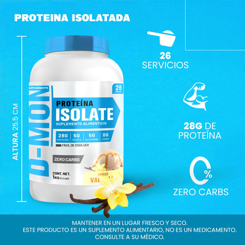 Proteína Whey Hs Hidrolizada Isolate D-mon 1kg Sabores Vainilla