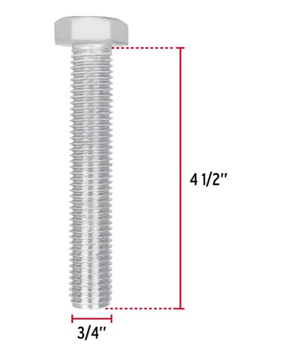 Tornillo Tipo Maquina 3/4 X 4.5´ Hexagonal Metal 4pz 44707
