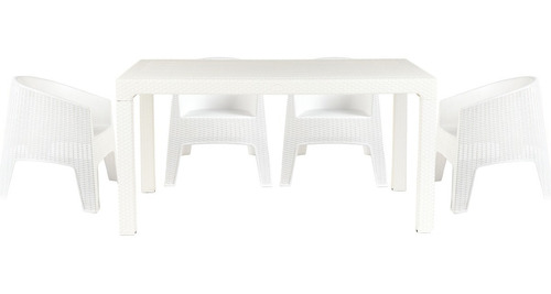 Juego De Jardin 4 Sillones Ibiza + Mesa Niza Gardenlife Estructura Blanco