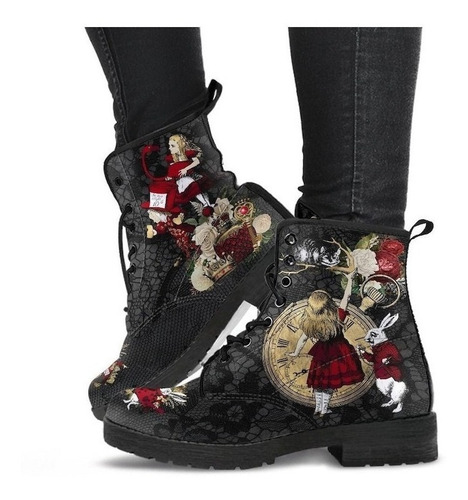 Botas De Mujer De Caña Baja Con Estampado De Calavera