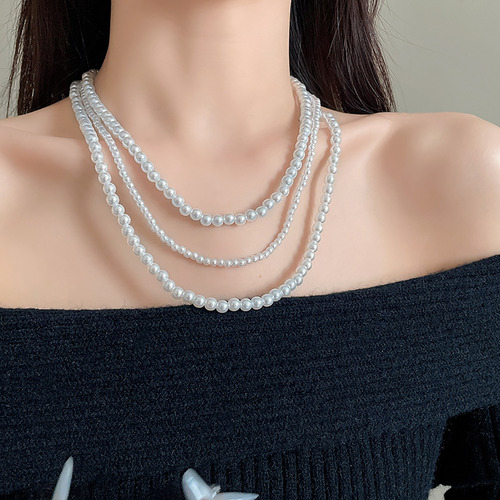 Collar De Perlas De Imitación De Tres Capas