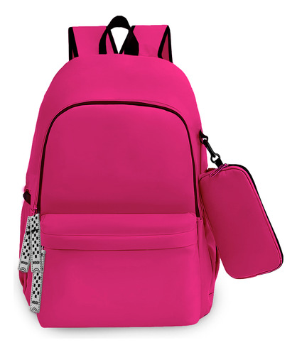 Mochila Feminina Semi Impermeavel Reforçado Escolar Tecido Cor Rosa Pink