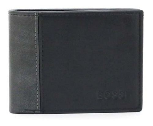 Billetera Hombre Cuero Pu 100% Calidad Premium Caja Color Negro Con Gris | Modelo 15775